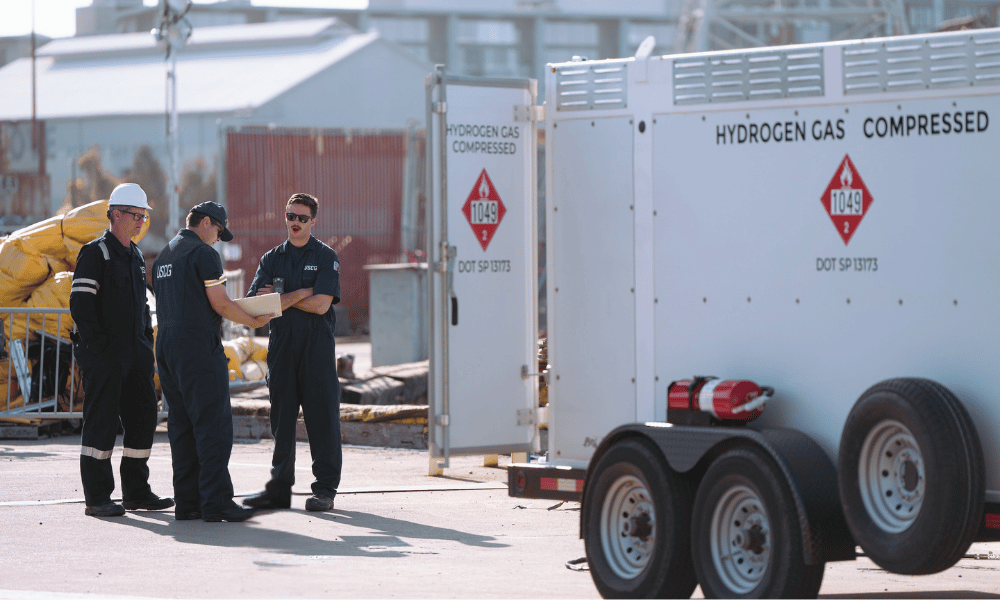 Hydrogen fuel truck and inspection for ferries