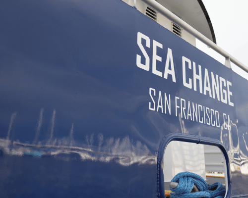 Back of the Sea Change boat in San Francisco