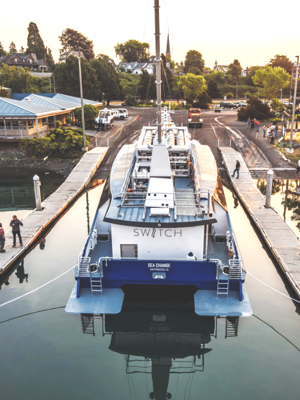 Sea Change vessel launch into the water
