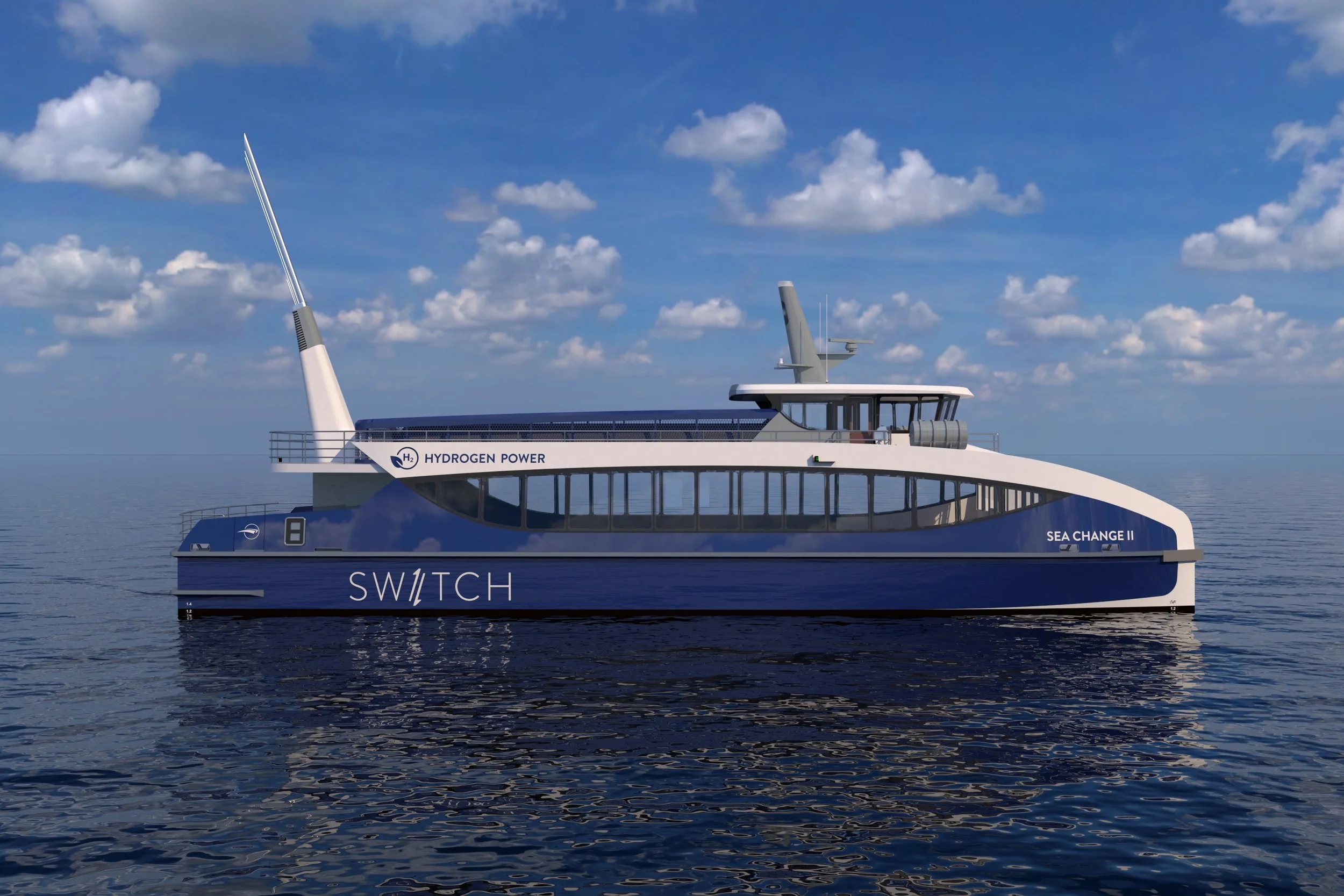 Rendering concept for SWITCH-150 hydrogen fuel cell vessel