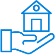 Outline of a hand holding a house