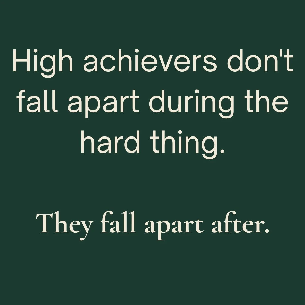 High achievers don't fall apart during the hard thing.
They fall apart after.
The nervous system keeps score even when you don't.
What are you carrying right now that you haven't had time to put down?
📖 The Cost of Excellence &mdash; link in bio.