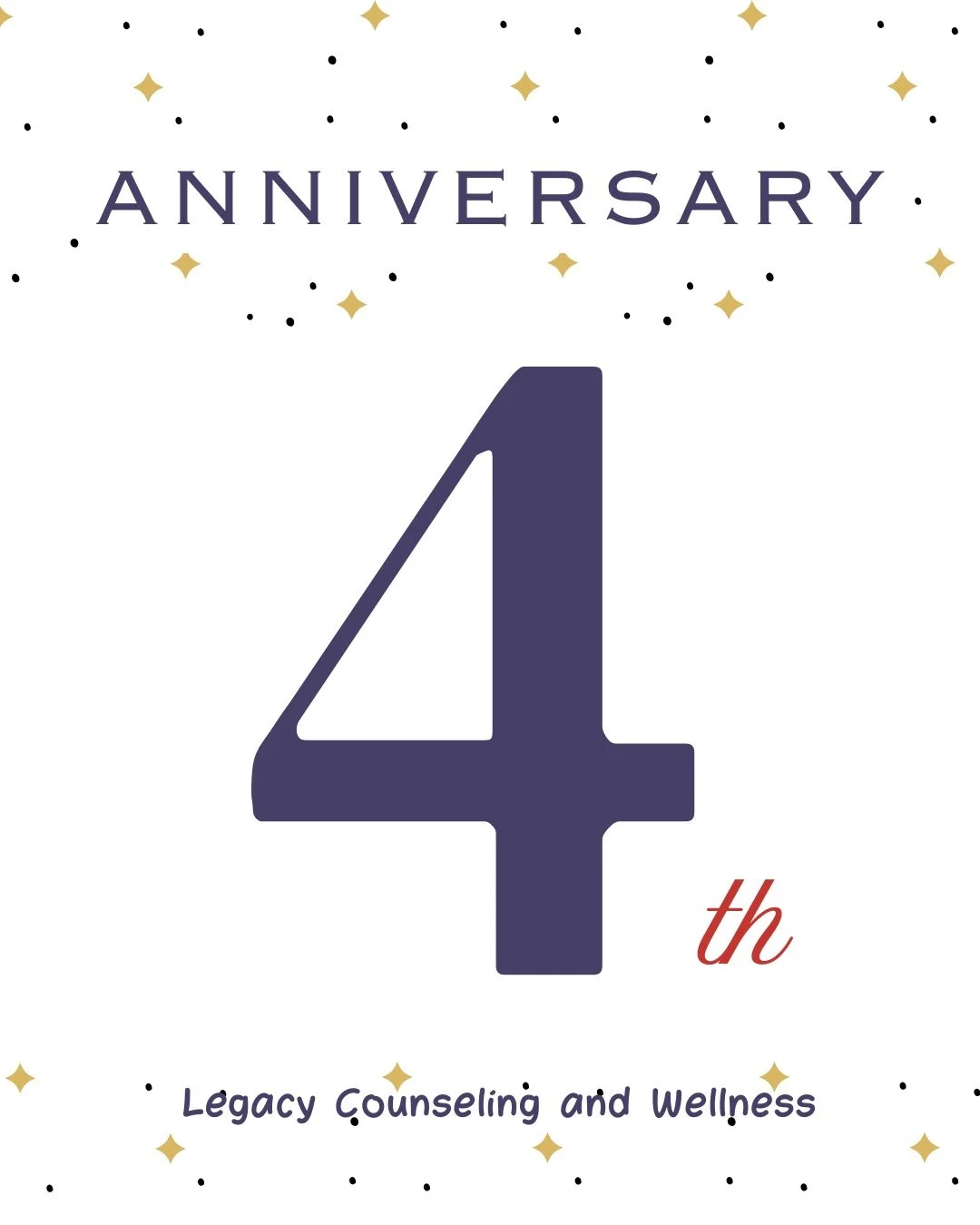 Legacy Counseling &amp; Wellness turns 4 this week &mdash; and I mean it when I say this milestone belongs to the people who made it possible.

To my clients: thank you for trusting me with the things that are hardest to say out loud. That trust is s