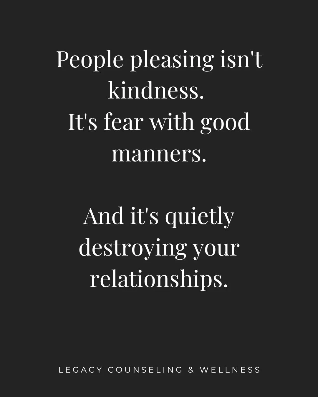 If you've spent your whole life saying yes when you meant no, this one's for you.
People pleasing feels like keeping the peace. In reality, it's slowly eroding the most important thing you have... an authentic connection.
Swipe through for 5 ways to 