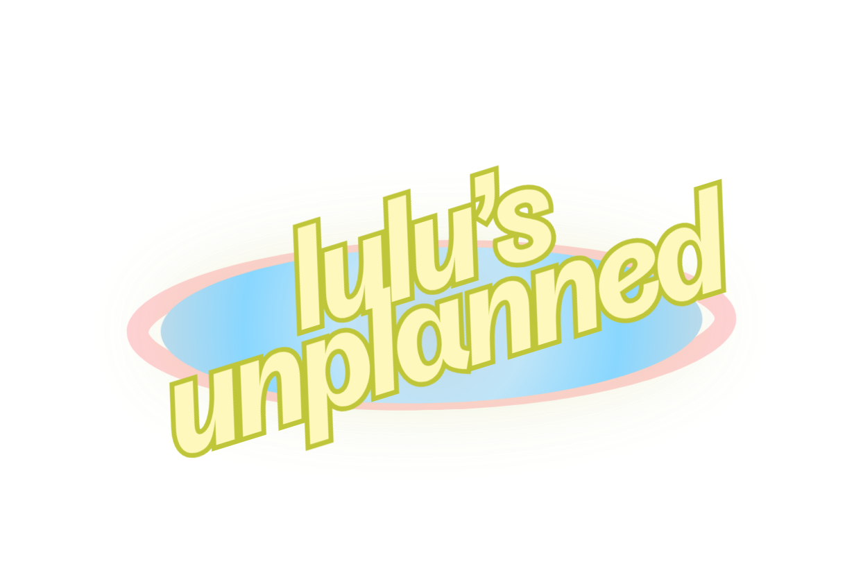 Lulu's Unplanned logo with pastel colors, yellow and blue