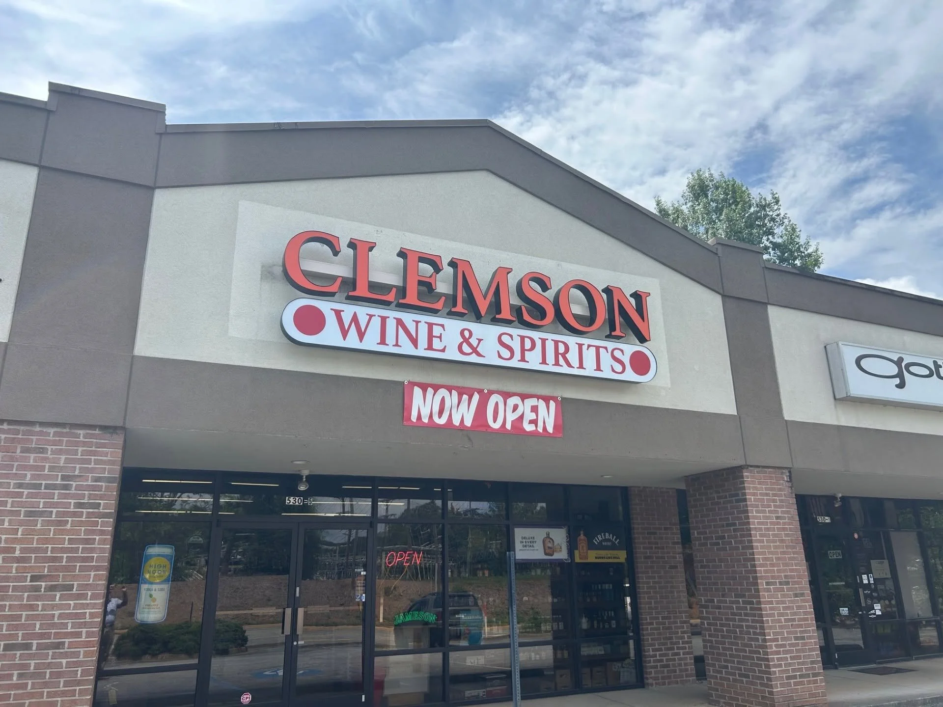 A new set of lighted channel letters recently completed in Clemson, SC, for Clemson Wine & Spirits.