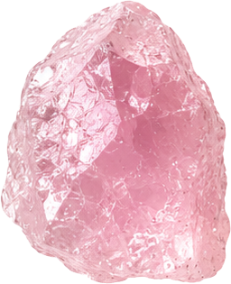 Close-up of a raw pink quartz mineral rock.