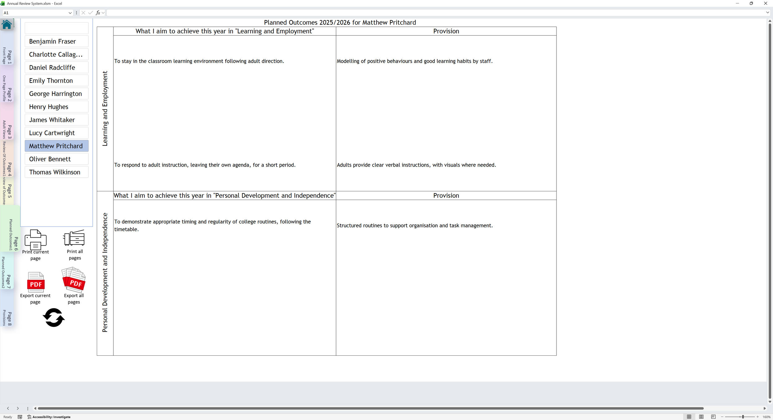 Annual Review paperwork page 6 screenshot