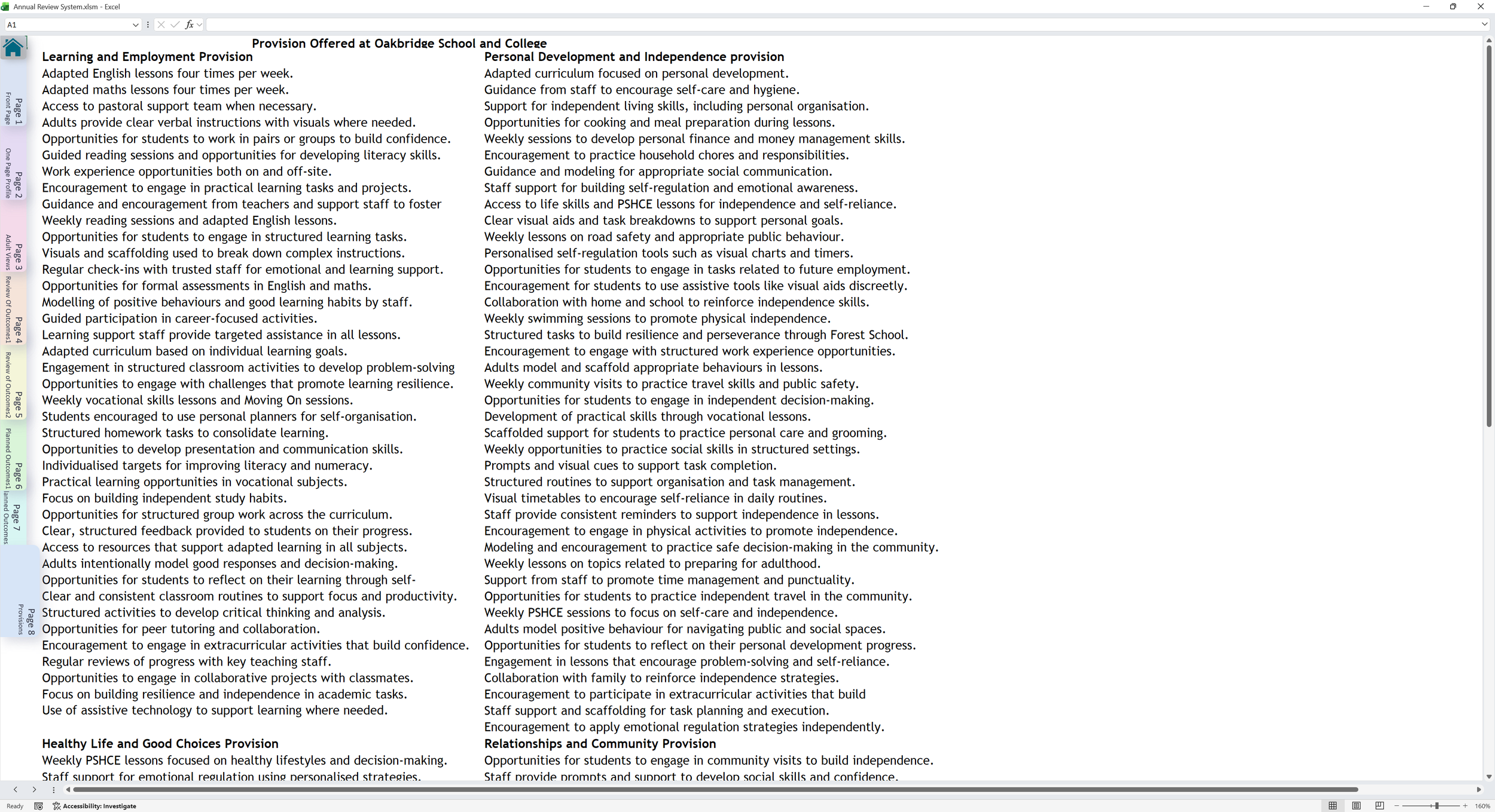 Annual Review paperwork page 8 screenshot