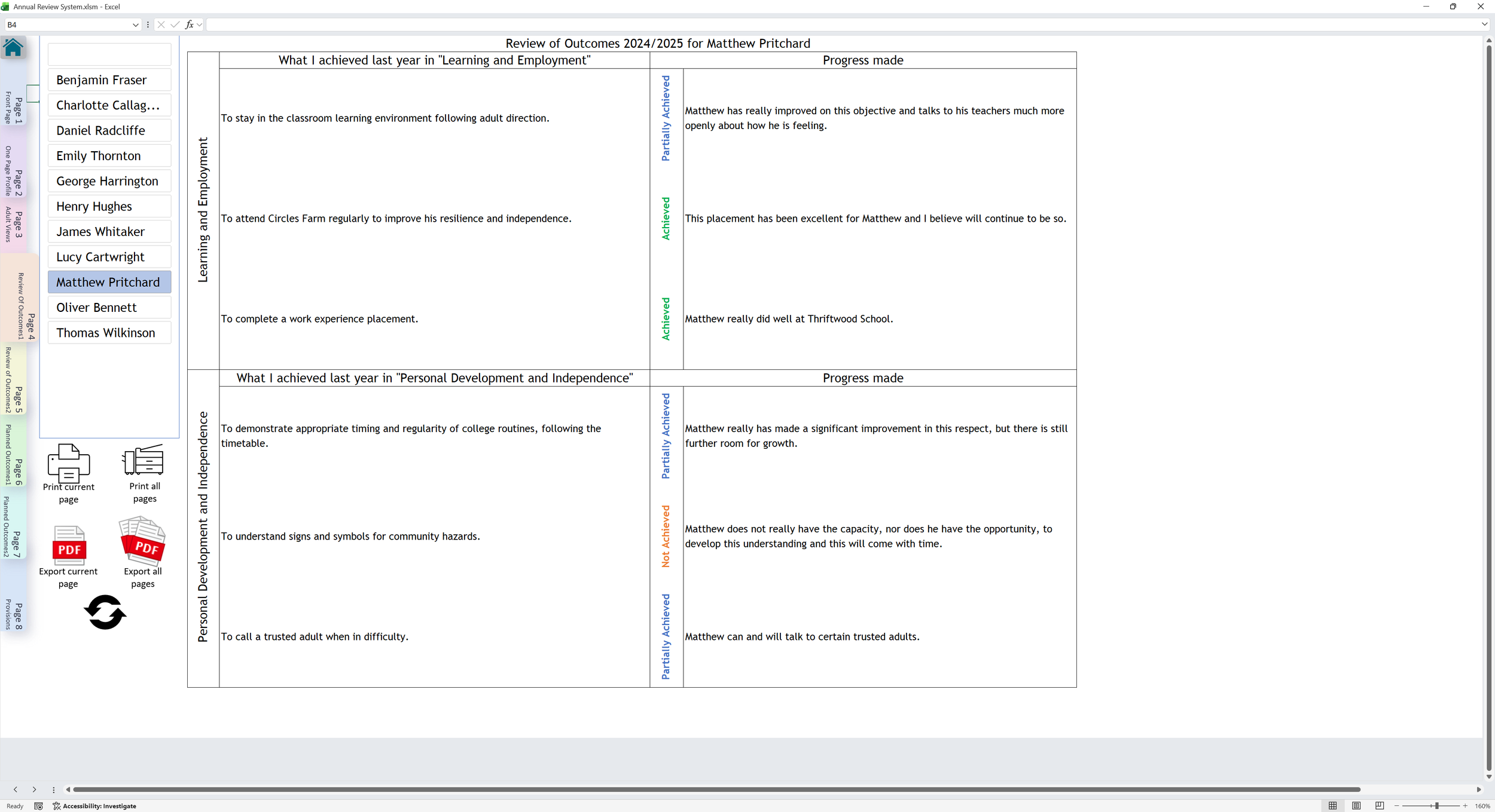 Annual Review paperwork page 4 screenshot