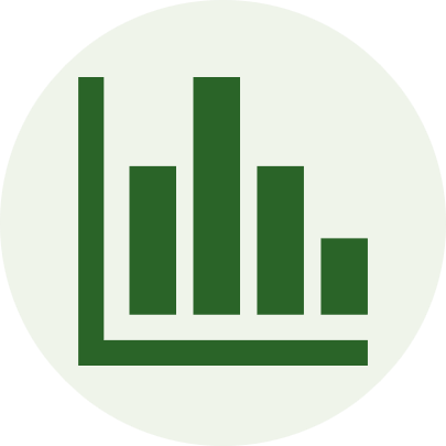 Green bar chart icon within a white circle