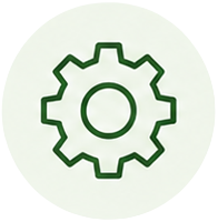 Icon of a green gear or cogwheel.