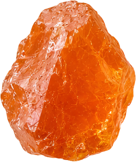 Raw orange gemstone or mineral with a rough, unpolished surface.