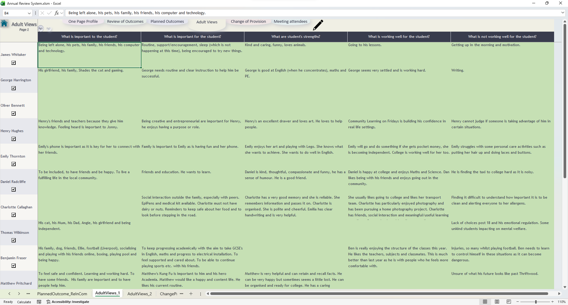 Annual Review Adult Views screenshot