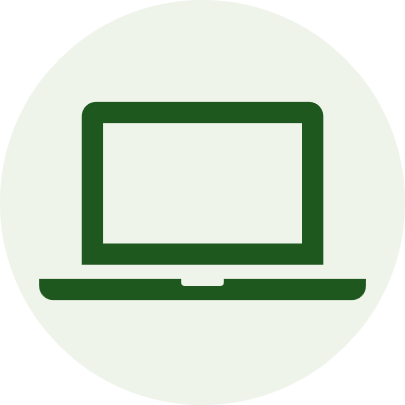 Icon of a green laptop on a light background.