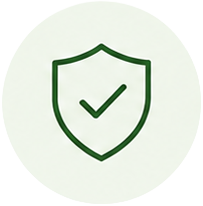 Green shield icon with a checkmark inside