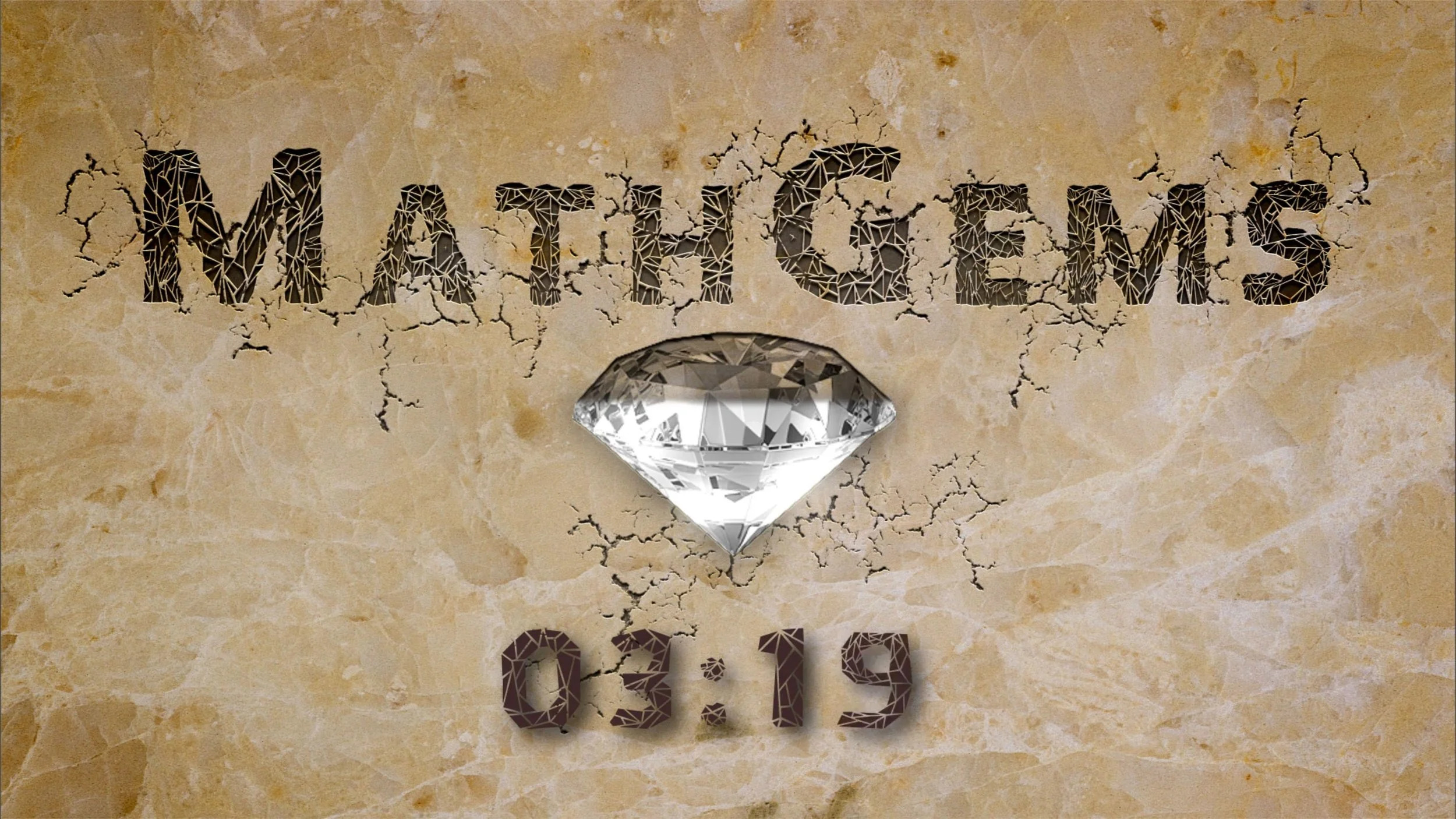 The word 'MATHIEU' is written in bold, black, geometric-style letters on a beige, cracked stone surface. Below the name, there is a large, sparkling diamond. Beneath the diamond, the date '02.10' is displayed in dark, cracked font.