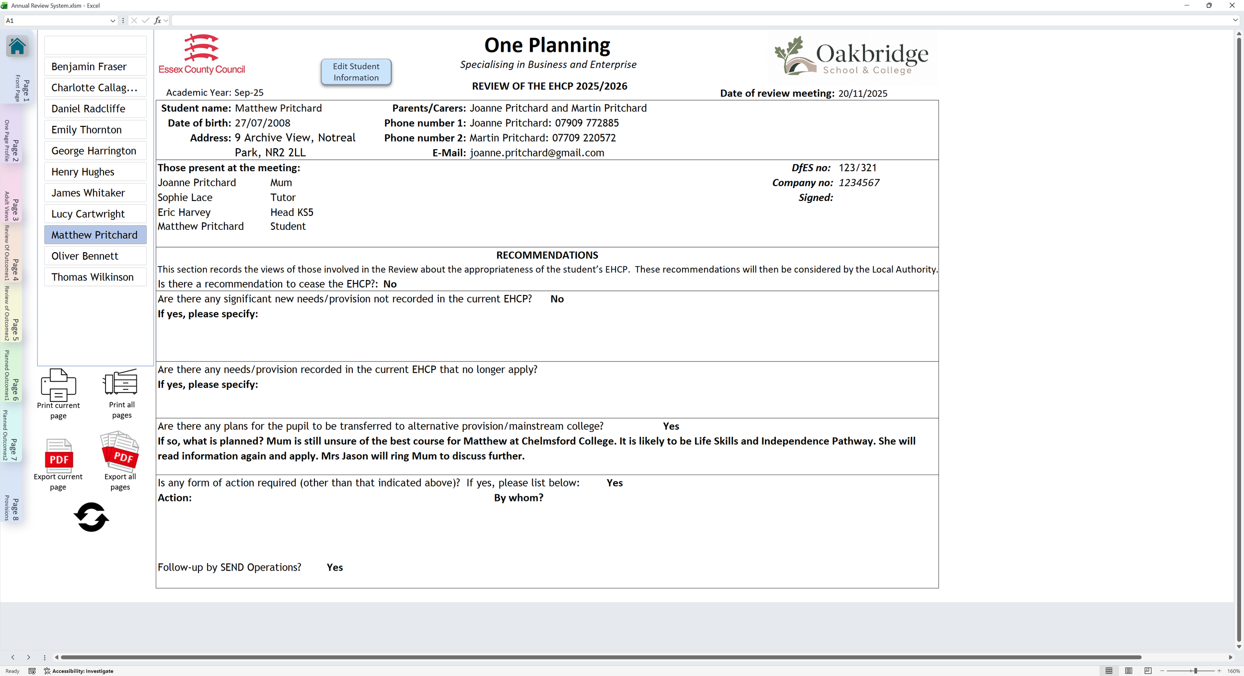 Annual Review paperwork page 1 screenshot