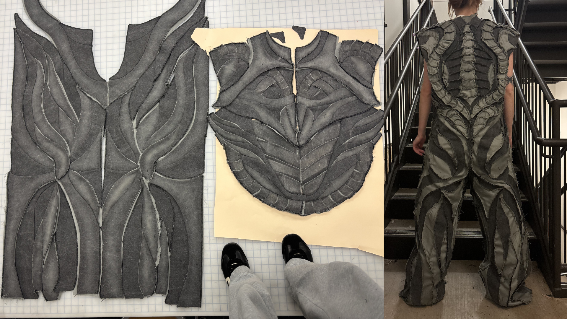 Process photos of the Look 1: Final Shell