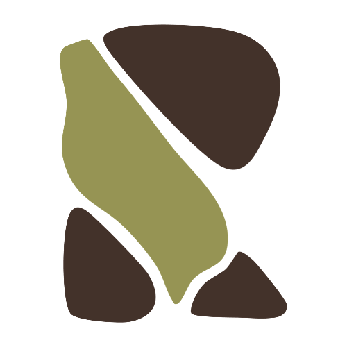 Illustration of a face made from a green and brown abstract shape.