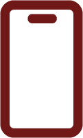A simple illustration of a smartphone with a dark screen and a maroon outline.