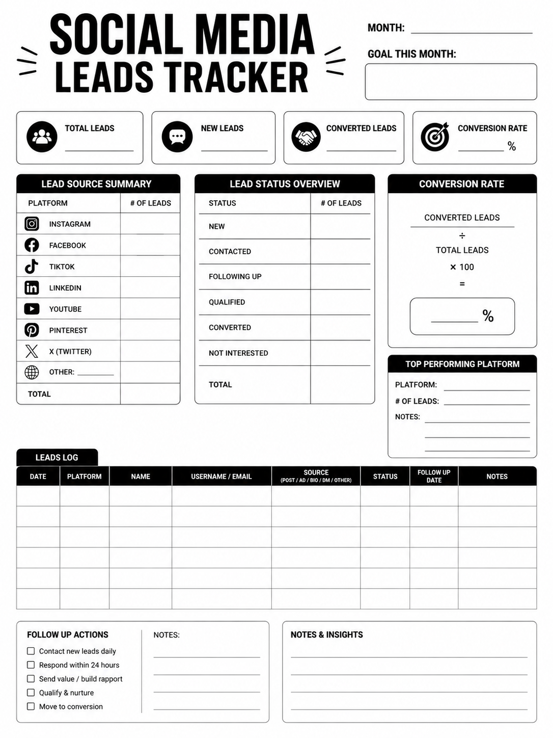 Social media leads tracker