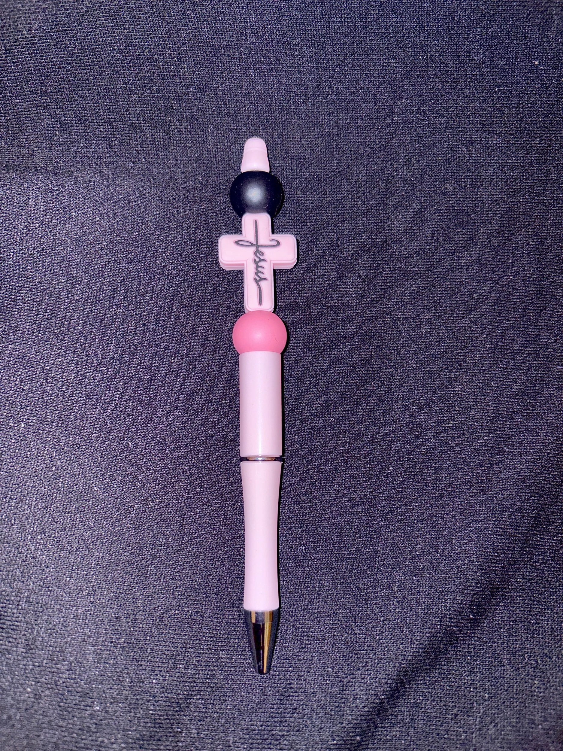 Pink & Black Jesus Cross - Pen