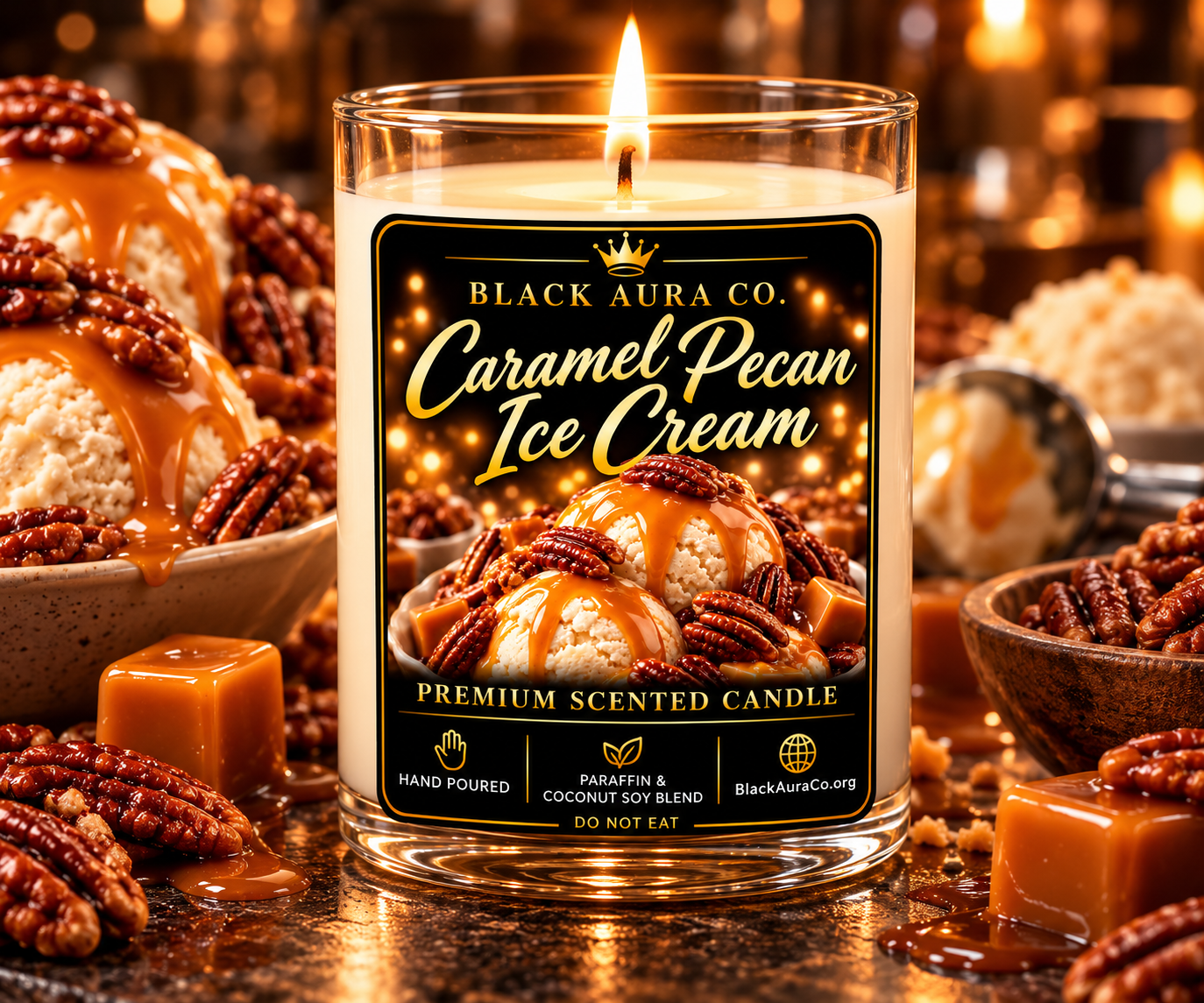 Caramel Pecan Ice Cream Dessert Regular Candle
