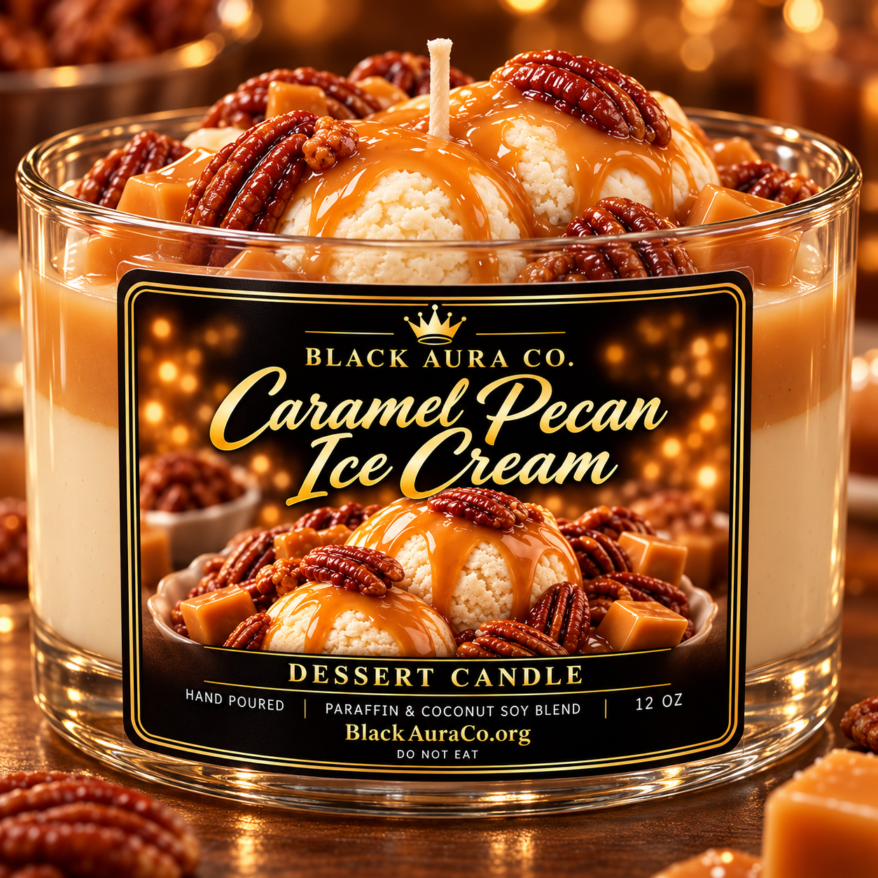 Caramel Pecan Ice Cream Dessert Candle