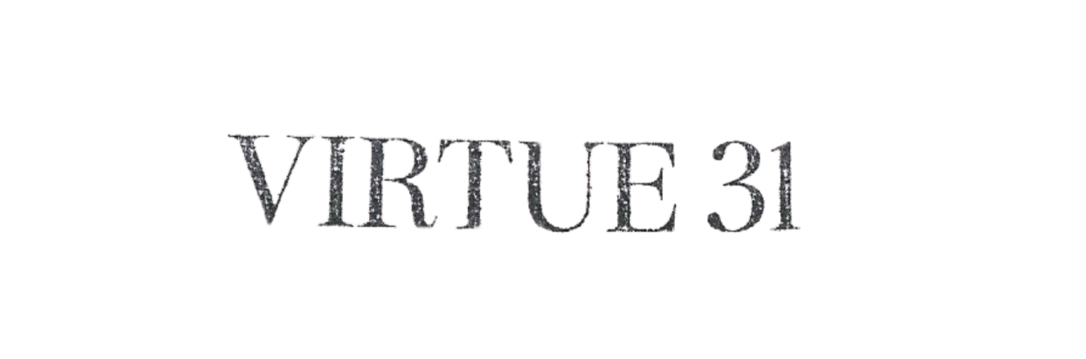 The logo for 'VIR1UE 31' with a black background, featuring the text with a stylized design in dark colors and purple accents.