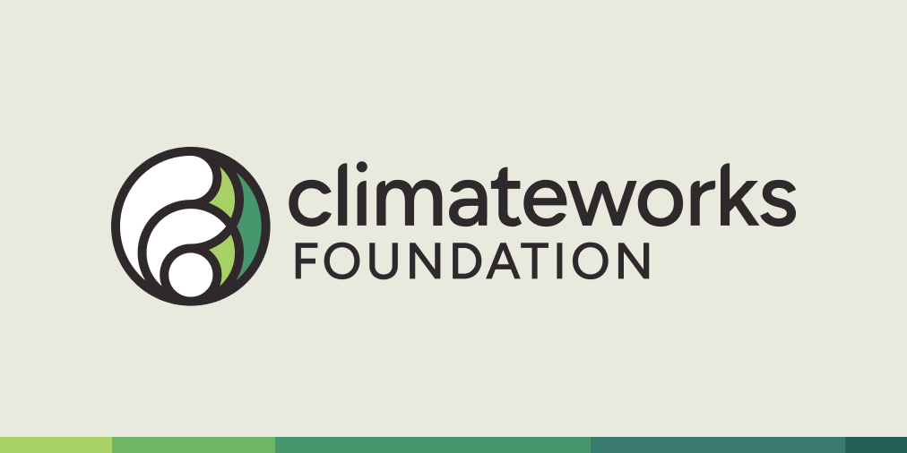 Logo of ClimateWorks Foundation with a stylized globe and green accents.
