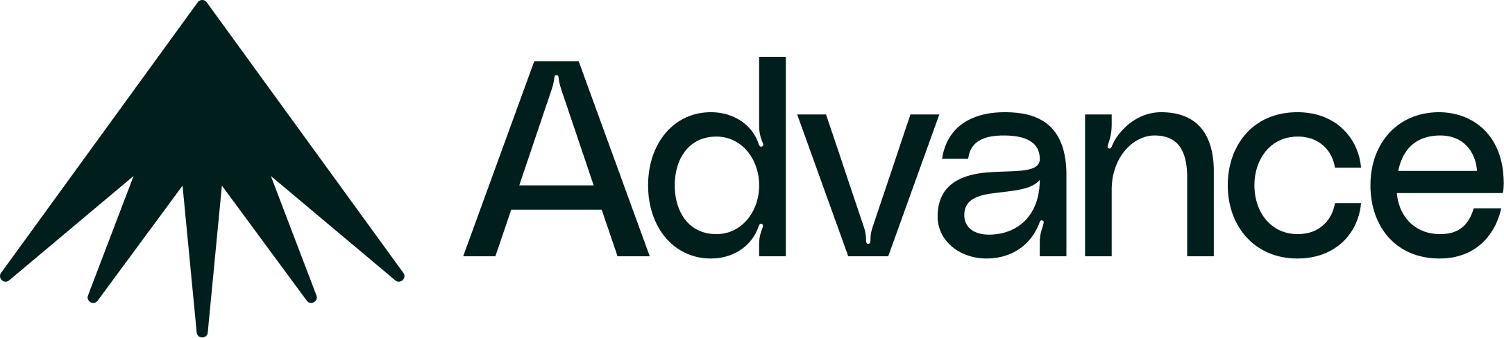 Advanced logo featuring stylized mountain peaks next to the word "Advance"