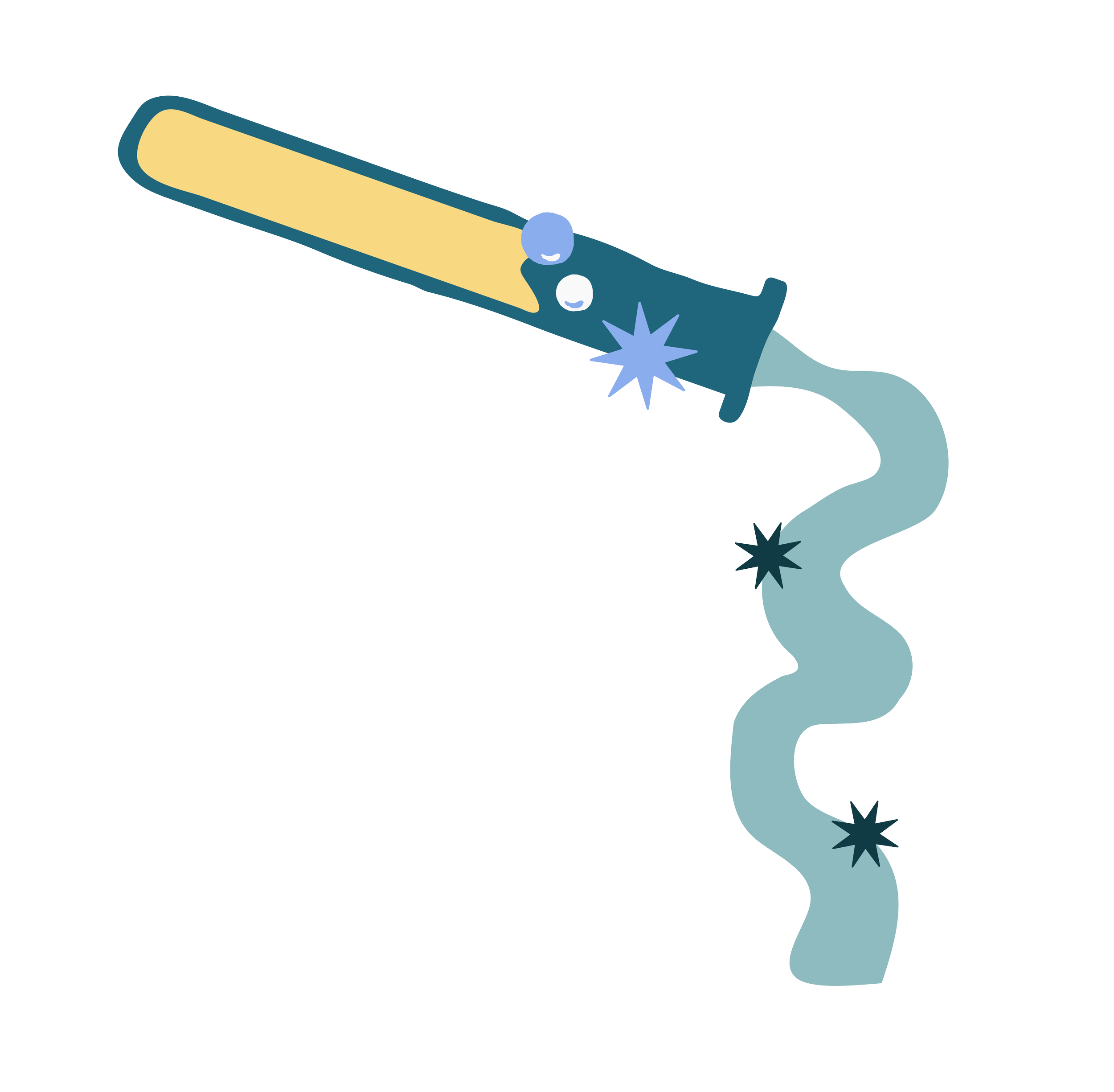 Illustration of a syringe injecting liquid into a wavy line representing a drug or substance.