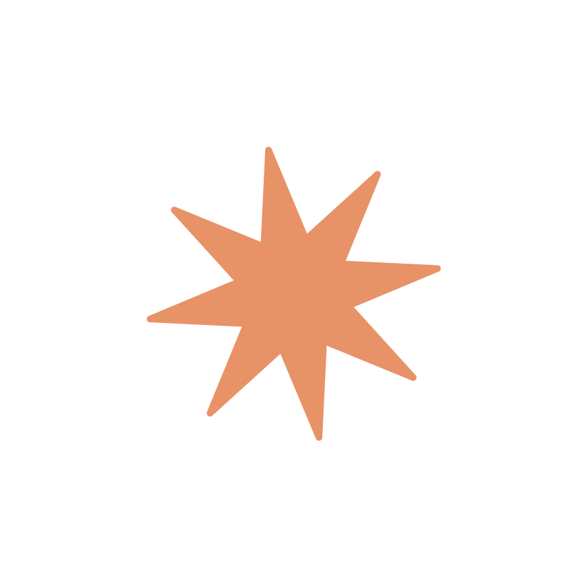 A starburst shape with a peach color on a black background.