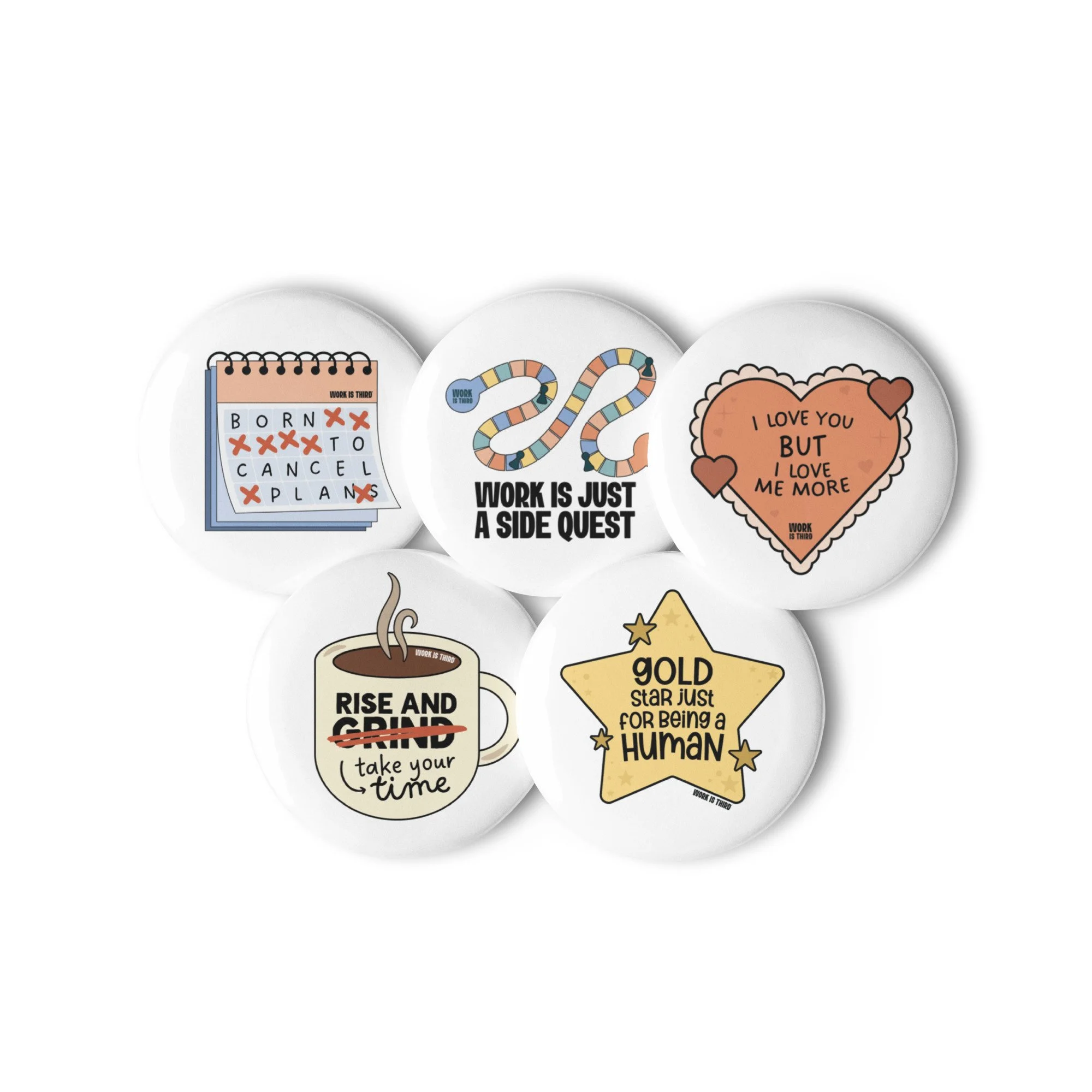 Pod-Inspired Pin Button Set (Set of 5) | Relatable Vibes & Side Quests