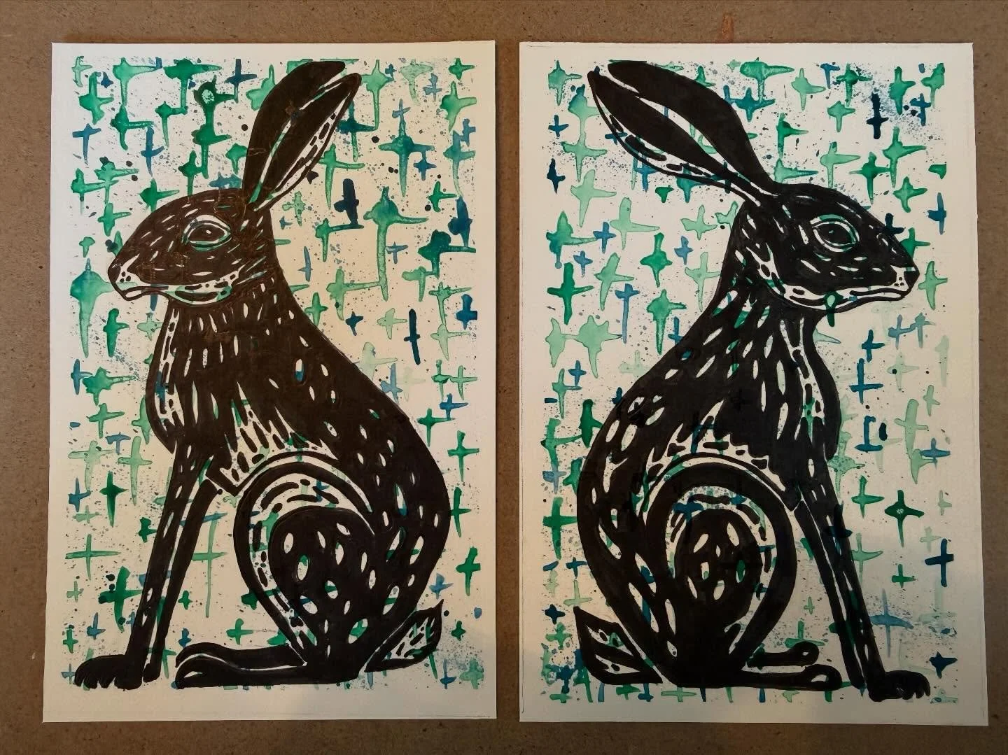 Which is your favorite? How are you feeling? 
 #mixedmedia #hareart #arrowceramicsatx