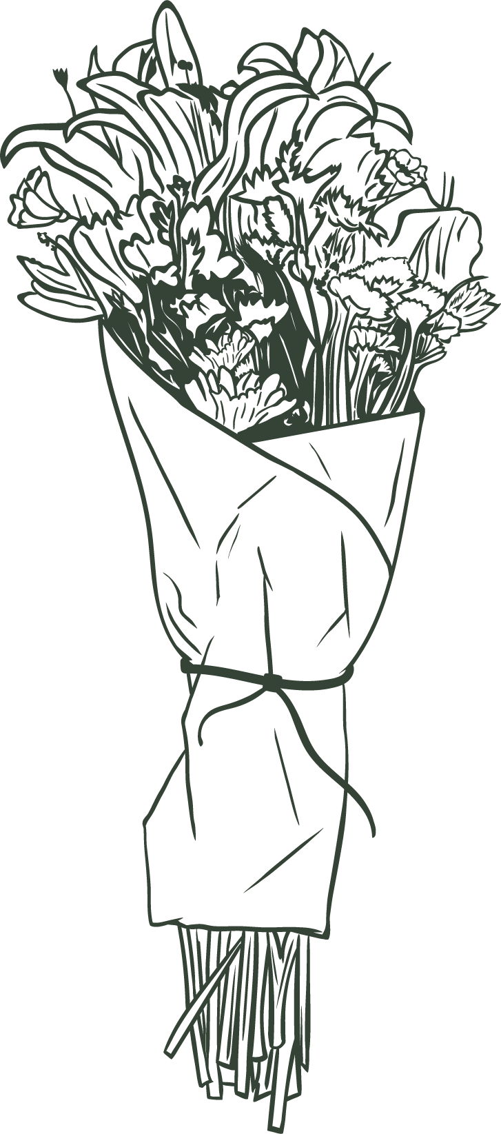Hand-drawn bouquet of flowers for The Tides Market Branding