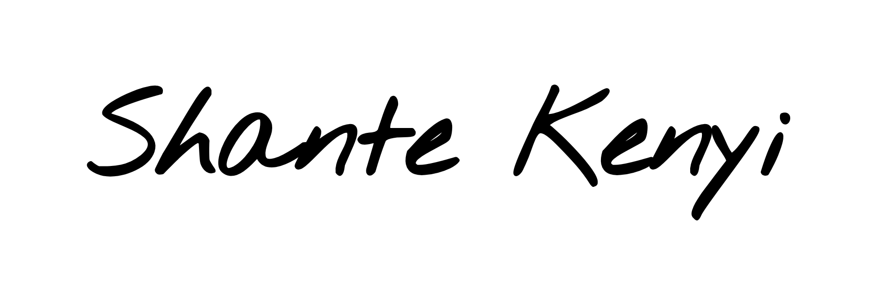 Text reading 'Shante Keyi' in black cursive on a white background with rounded edges.