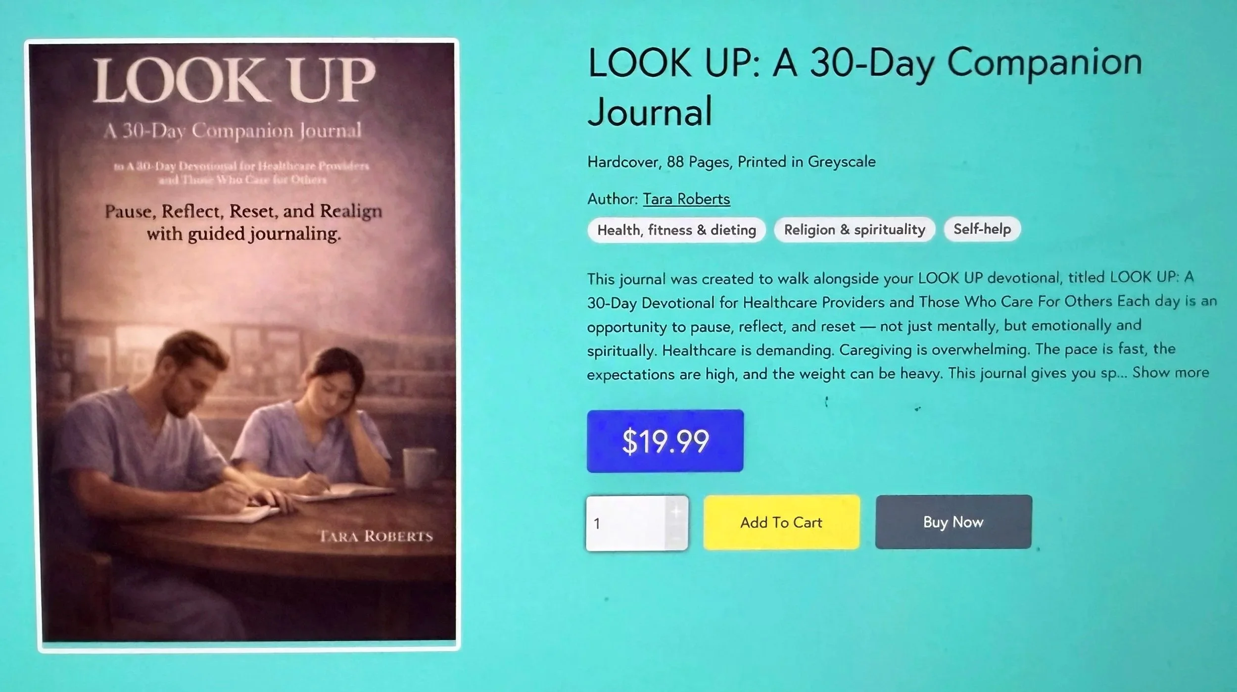 LOOK UP: A 30-Day Companion Journal
This journal was created to walk alongside your LOOK UP devotional, titled LOOK UP: A 30-Day Devotional for Healthcare Providers and Those Who Care For Others
Each day is an opportunity to pause, reflect, and reset