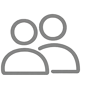 Icon of two gray outlined people, side by side, on a black background.