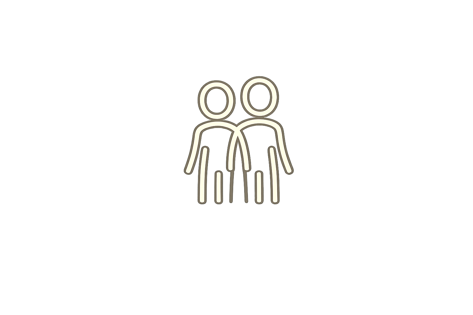 Illustrated icon of two women standing together