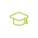 Stylized green graduation cap with tassel
