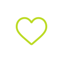 Green heart-shaped outline on a white background.
