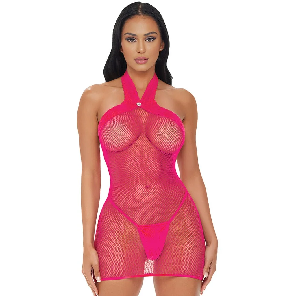 Electric Pink Halter Dress