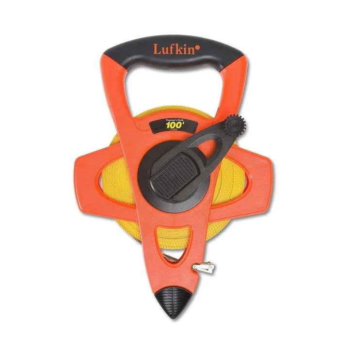 Orange Soft tape measure with yellow tape and black handle for easy carrying.