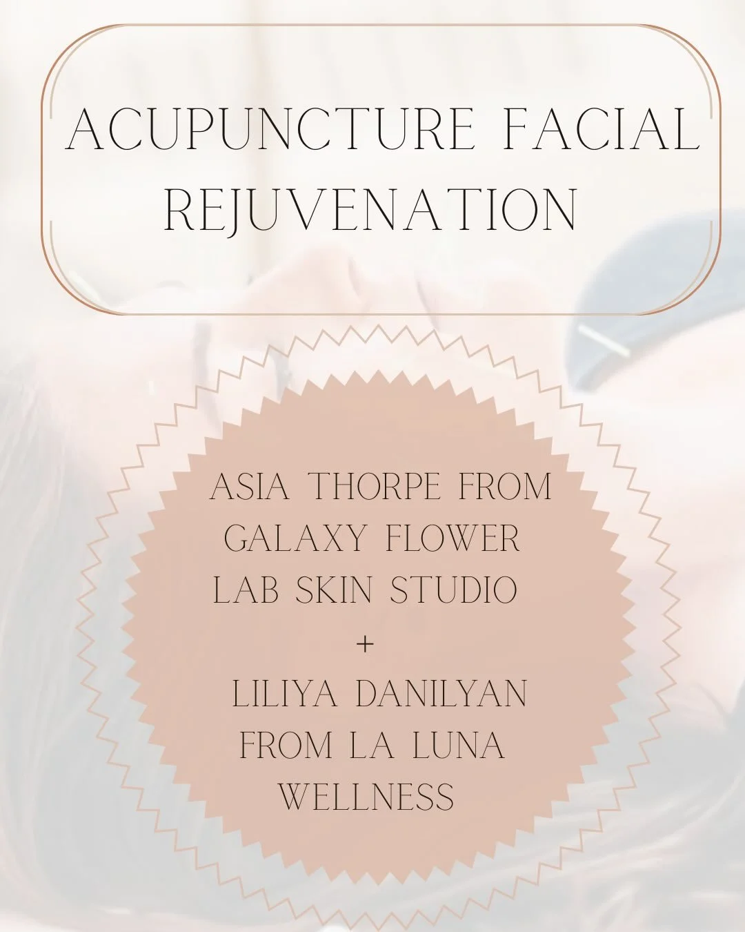 It&rsquo;s finally here! We are now offering Acupuncture Facial Rejuvenation! A match made in heaven and a rare treat to have an expert esthetician - Asia Thorpe @galaxyflowerlab and a licensed acupuncturist- Liliya Danilyan @la_luna_wellness come to