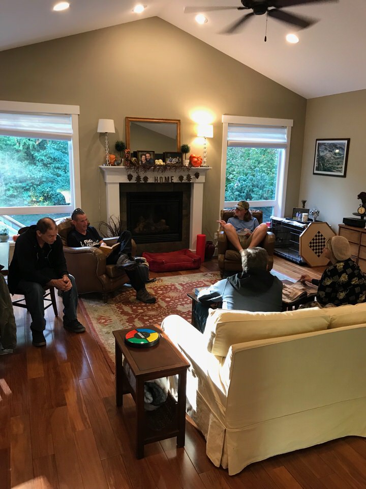  Other families came over, and soon we were all eating beef stew around the table together. &nbsp;This is such a delightful way for us to live out our faith; I love it. &nbsp;Coleton still loves to photobomb, and this was a fantastic moment for it:&n