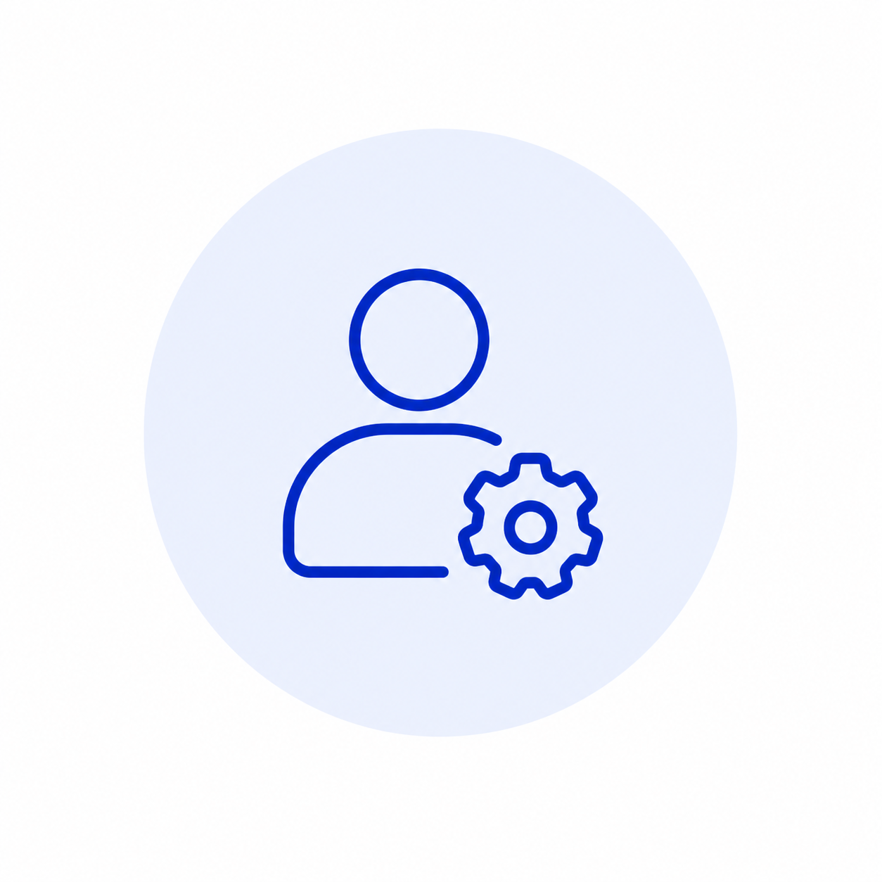 Een pictogram van een persoon met een instellingensymbool ernaast.
