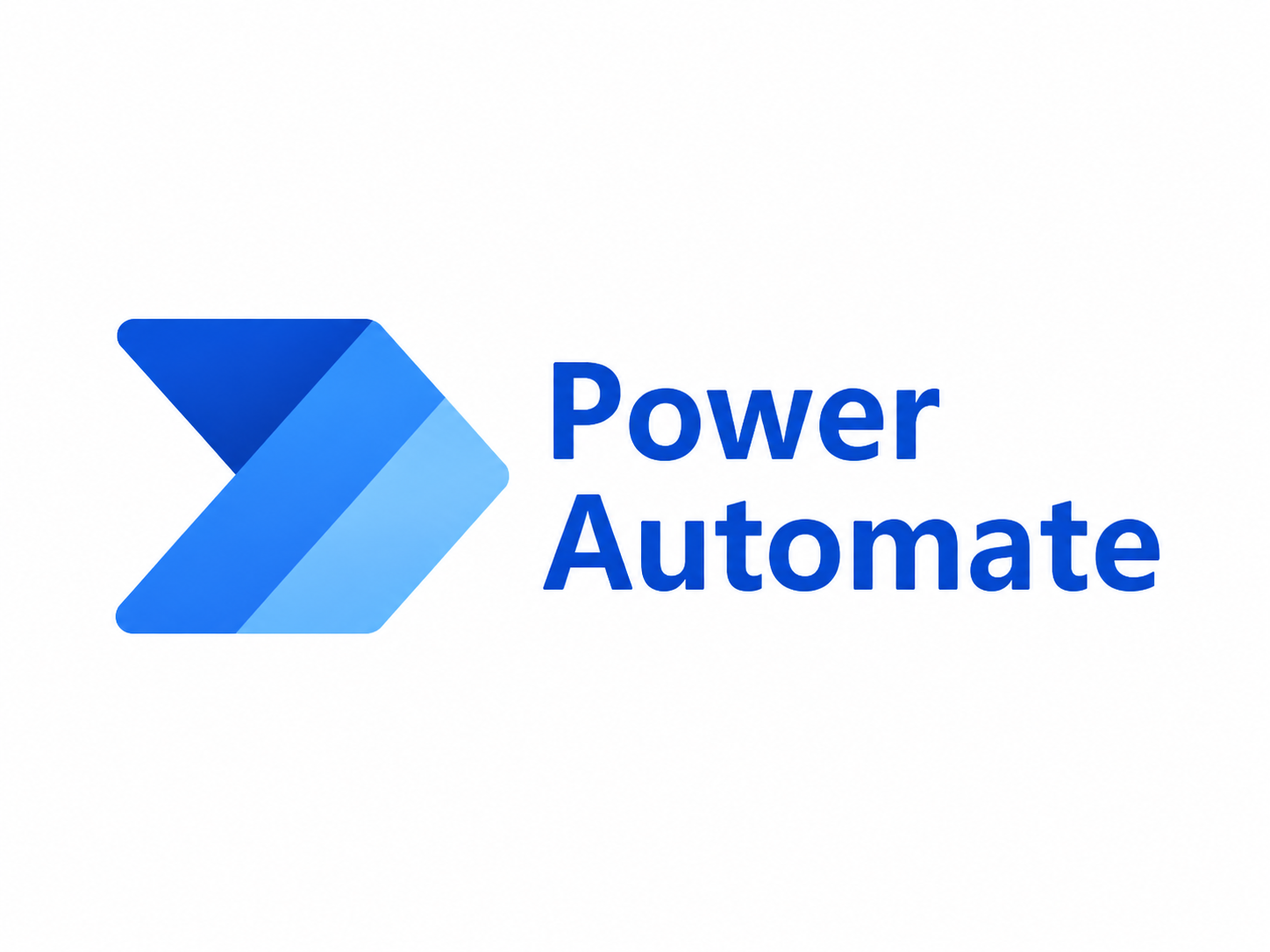 Het logo van Power Automate met een blauw vierkantstrook en de tekst 'Power Automate' in blauw.