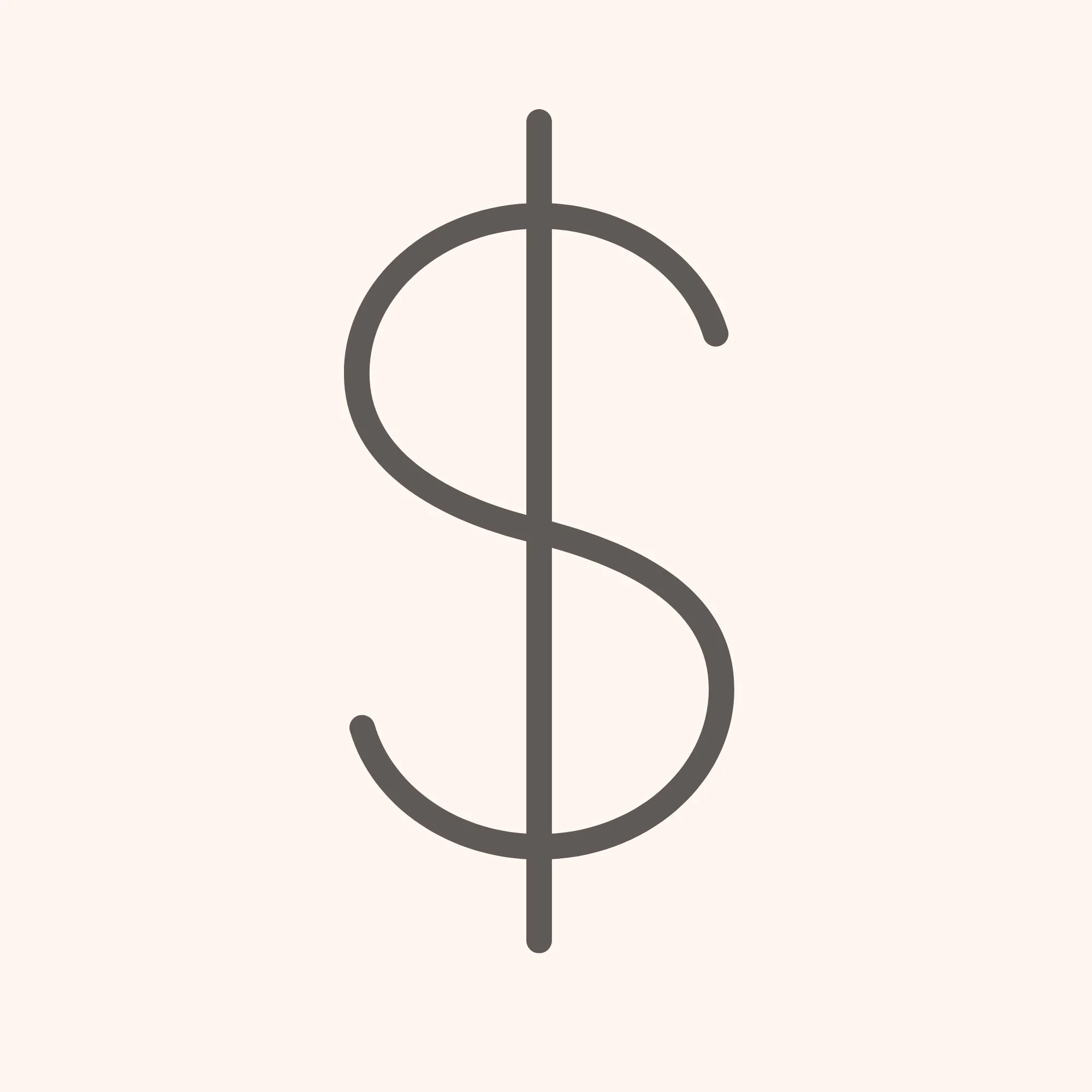 Icon: A simple line-art style dollar sign ($) is inside of a yellow circle